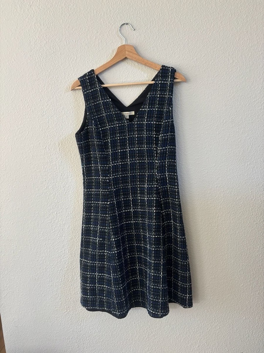 Lark & Ro Women's Sleeveless V-Neck Fit and Flare Windowpane Tweed Dress |  eBay