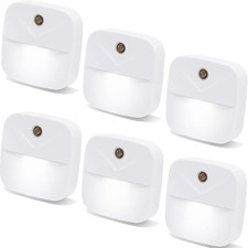 6 Pack Night Light Plug In, White LED Nightlights with Smart Dusk to Dawn Sensor