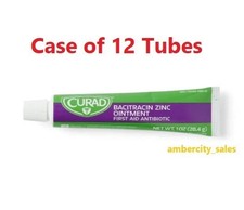 CURAD Bacitracin Antibiotic Ointments with Zinc 1 oz. Tube CASE of 12 USA Made