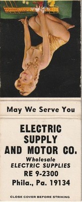 BOBTAIL MATCHBOOK COVER - ELECTRIC SUPPLY - PHILADELPHIA PENNSYLVANIA - RISQUE ^