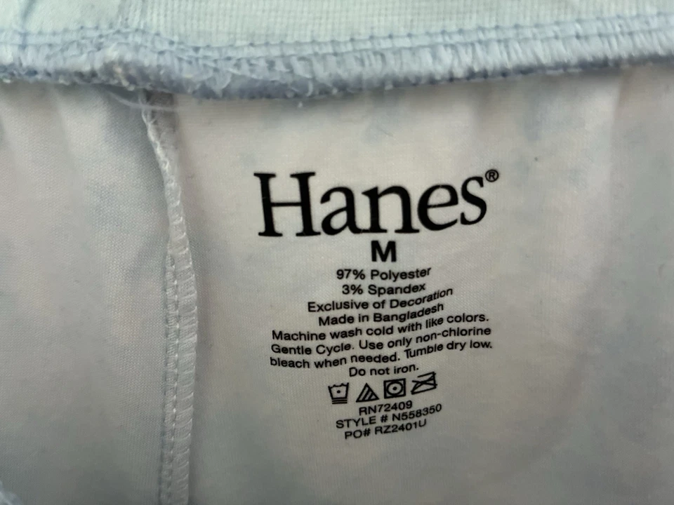 Hanes Womens Tie-Dye Soft Polyester Adjustable Waist Pull On Lounge Pants Blue M - Image 2 of 4