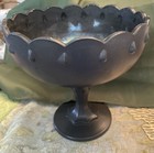 Vintage Indiana GlassTeardrop Frost Black,Fruit Compote,StemFoot PedestalBowl