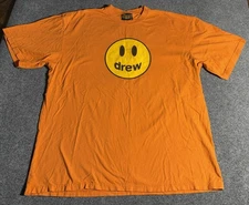 Drew House T Shirt Short Sleeve Orange Smiley Face Logo Men's Size XL
