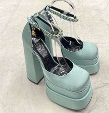 New Versace Satin Aevitas  Platform Pumps In ...