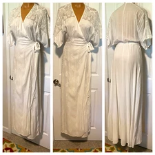 ZARA TRAFALUC COLLECTION WHITE W/ LACE WRAP DRESS BEACH WEDDING VIBES SZ L