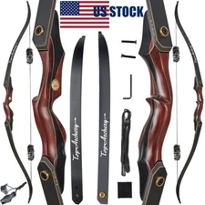 25-50lbs 60" Left Hand Takedown Recurve Bow 15" Wooden Riser Outdoor Hunting Bow