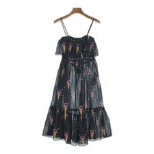 GUCCI Long Camisole Dress Black Pink Beige Ice Cream Dot Pattern Cotton Size 38