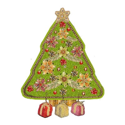Mary Frances Decked Out Beaded Christmas Tree Crossbody Bag