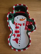 Christmas 3A Snowman Serving Tray Tidbit Dish Cookie Plate