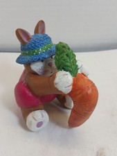 Darling Set Of 2 Resin Bunnies holding carrots Easter Decor