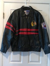 VINTAGE LOGO ATHLETIC CHICAGO BLACKHAWKS LARGE LEATHER JACKET