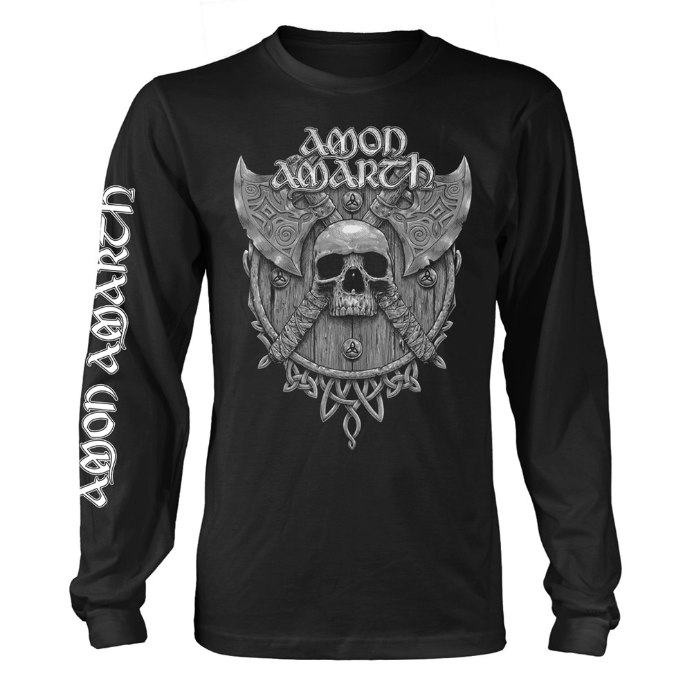 AMON AMARTH - GREY SKULL (BLACK) BLACK Long Sleeve Shirt X-Large