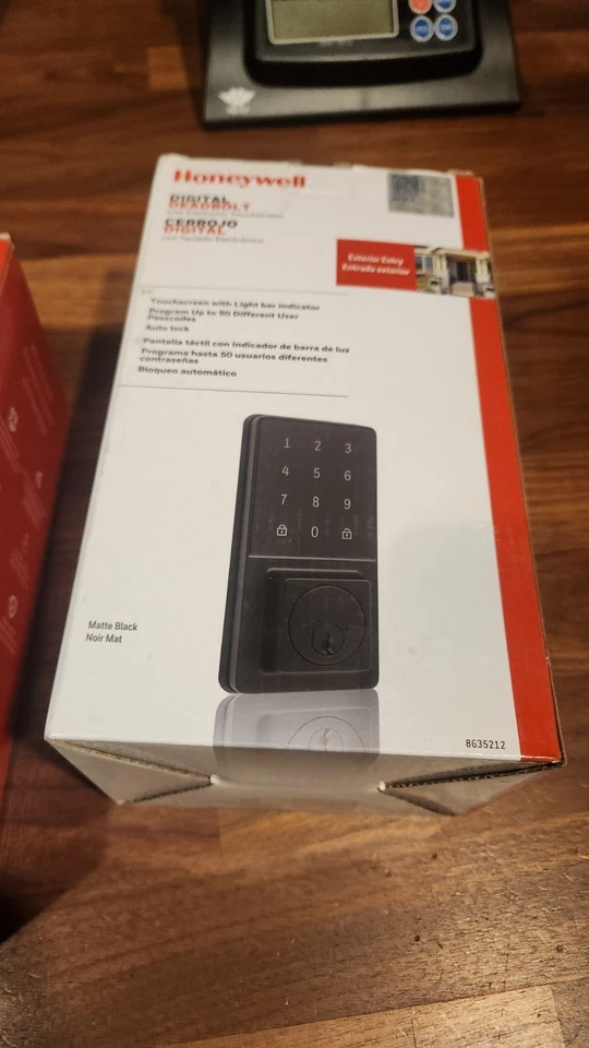 NEW Honeywell 8635212 Matte Black Electronic Deadbolt Lighted Keypad Touchscreen - Image 3 of 4