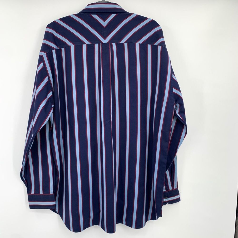 Tommy Hilfiger 80's 2 Ply Cotton Fabric Blue Men's Long Sleeve Shirt Size XL thumbnail 5