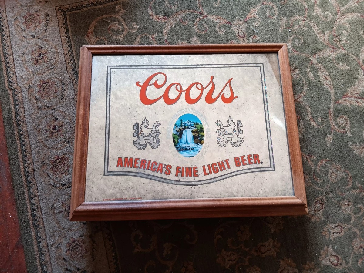 Coors Banquet Beer Lighted Mirror Wood Framed Sign 25