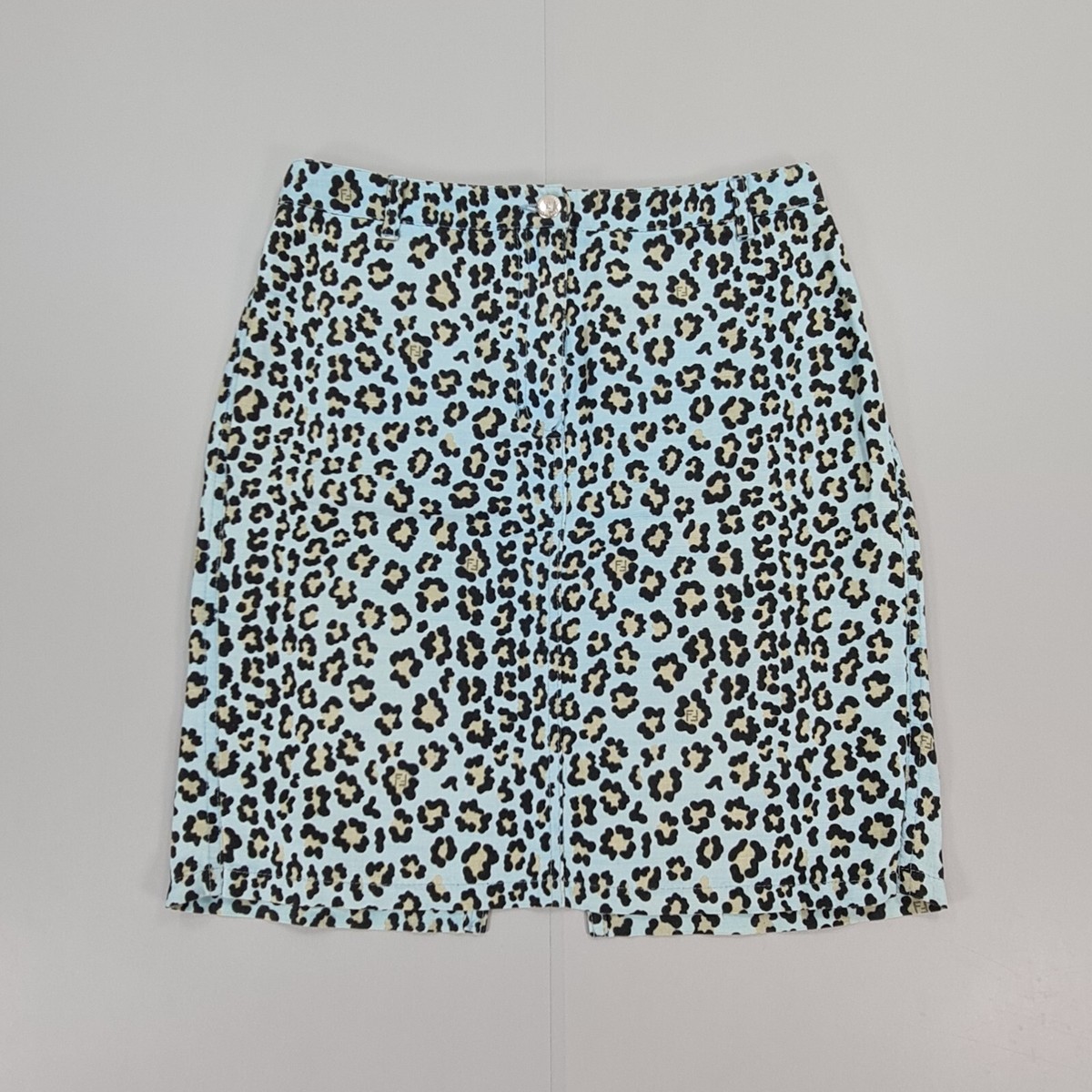 スカート FENDI 'Go-To' skirt Light Blue FENDI Womens Skirt Blue W30 IT 44 Linen Cotton Leopard Knee