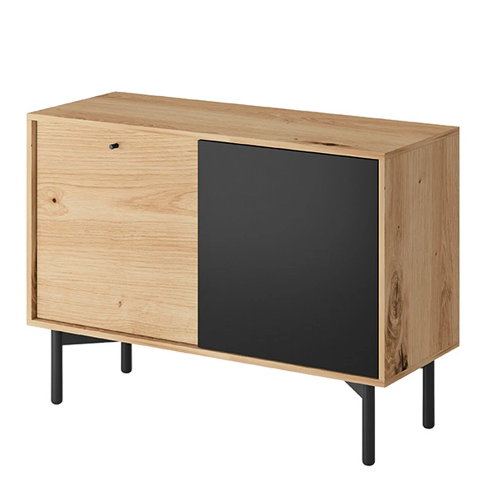 Kommode Sideboard Highboard Holz Schwarz Eiche Wohnzimmerschrank Industrial - Bild 4 von 4