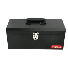 Hyper Tough 16-inch Black Metal Tool Box with Removable Tool Tray
