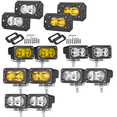 2x Flush Mount 3inch LED Cube Pods Work Lights Fog Driving Offroad ATV 4WD Truck