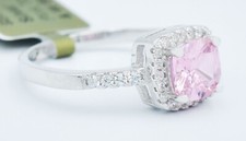 PINK 1.17 Cts WHITE SAPPHIRES RING .925 Sterling Silver - NEW WITH TAG