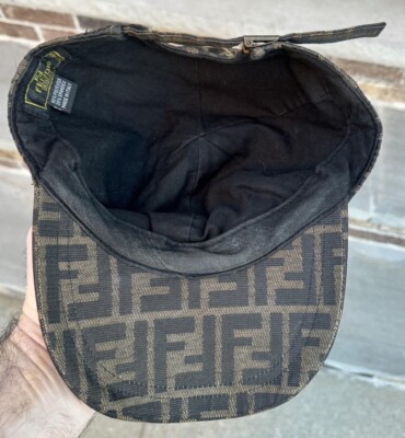 Fendi Zucca Monogram Logo Brown Strapback Hat Cap 