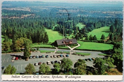 Indian Canyon Golf Course Spokane WA Birdseye Continental Postcard C11