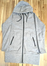 Athleta Stronger Long Hoodie Jacket Full Zip Gray Fleece Lined Women's Small