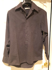 GEOFFREY BEENE MEN DRESS SHIRT GREY SIZE 16 34/35 WRINKLE FREE 60 COT 40 POLY