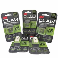 3M CLAW Strong Durable Drywall Picture Hanger (25 LB)  (LOT OF 5)