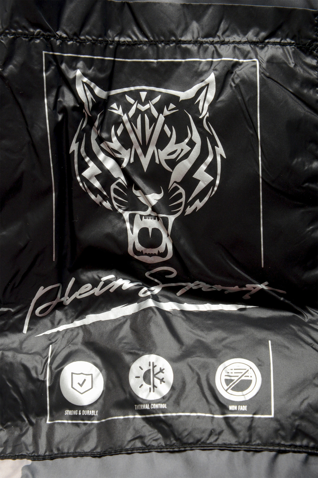 Plein Sport Men's Black Logo Print Zip Up Parka Vest With Detachable Sleeves