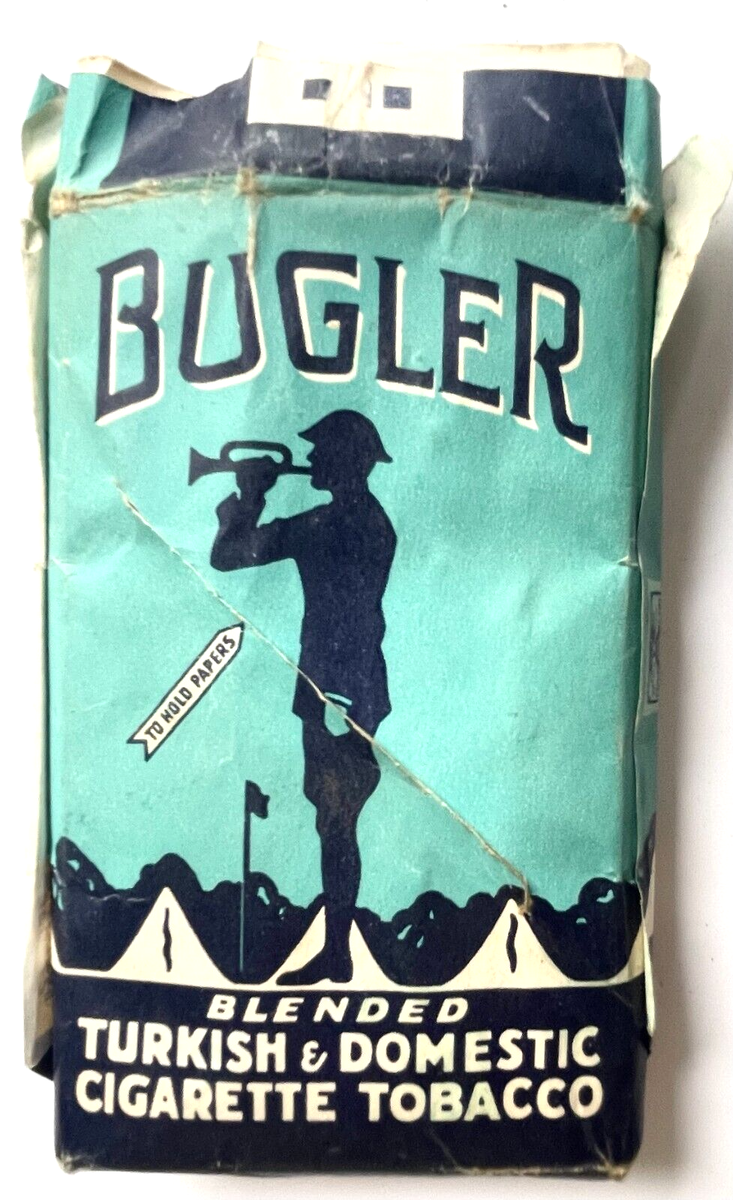 bugler turkish tobacco EMPTY ~ VINTAGE BUGLER BLENDED TURKISH TOBACCO POUCH ADVERTISING EMPTY  PACKAGE