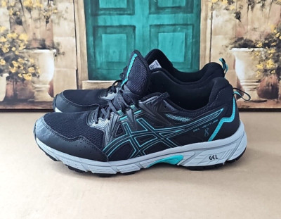  ASICS GEL-Venture 8 Lace-Up Low Top Running Shoes Sneakers, Black/Teal, Sz 10