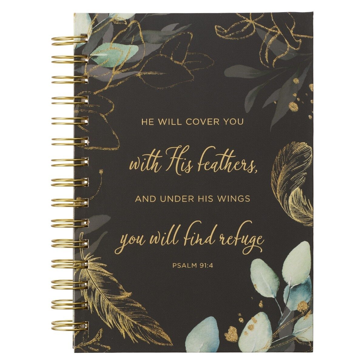Journal w/Scripture He Will Cover You With His Feathers Psalm 91:4 Bible Verse-image