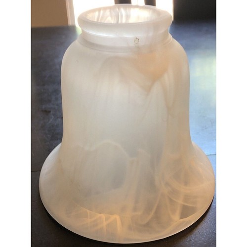 1 White Marble Swirl Frosted 2 1/8" X 4 3/4” Glass Light Lamp Shade - Picture 6 of 7
