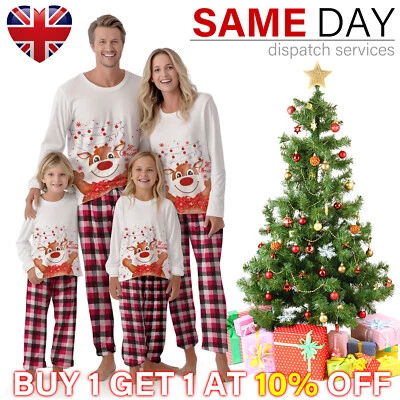UK Family Adult Kids Baby Matching Christmas PJs Pyjamas Xmas Sleepwear Outifts