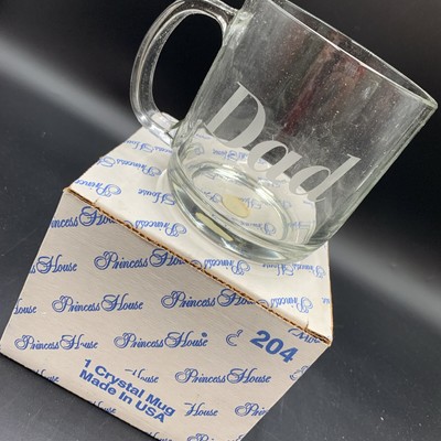 Vintage Princess House Heritage Etched Leaded Crystal USA Large Mug ''Dad'' #204
