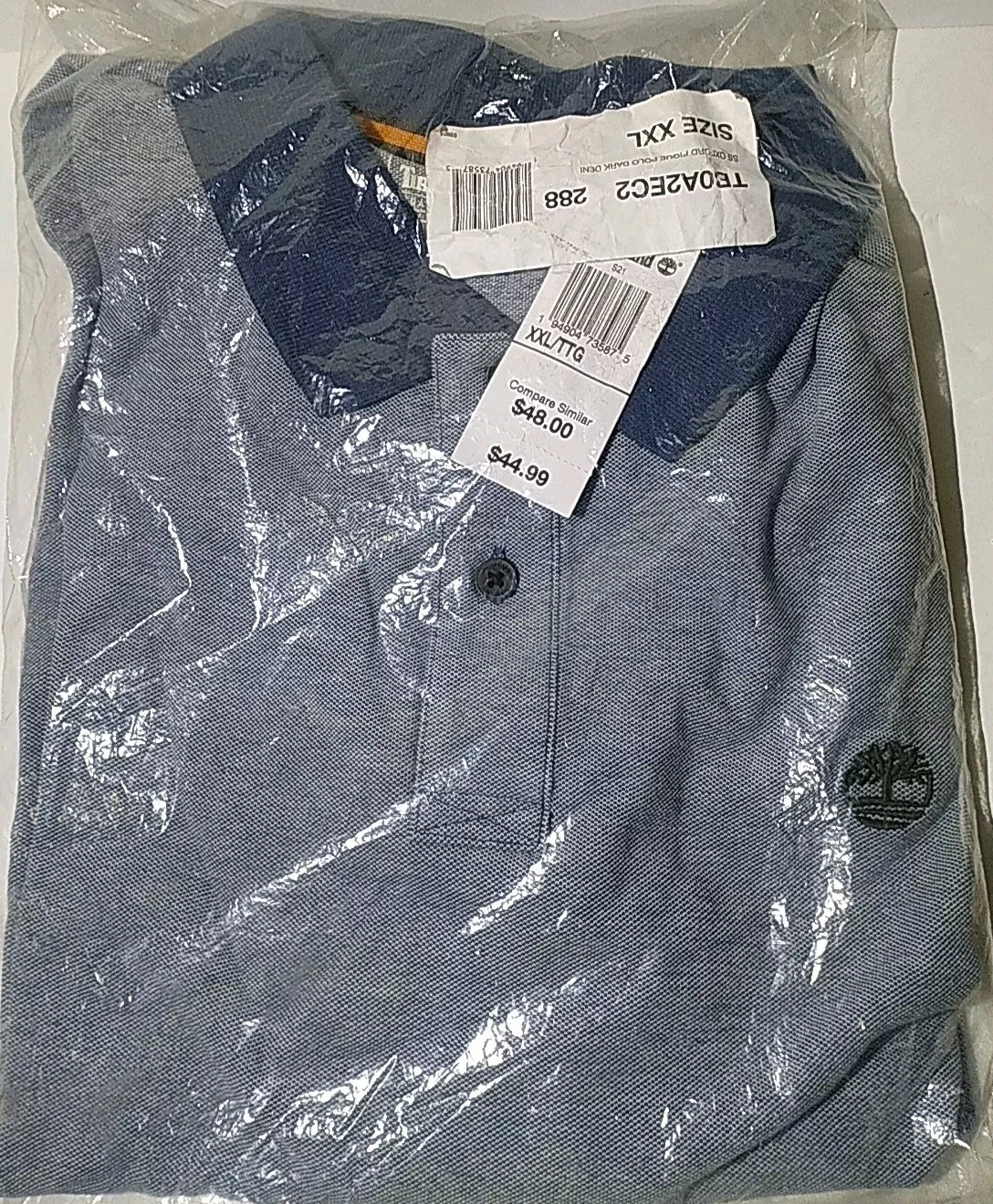 Timberland nuova con etichette Polo uomo Oxford piqué blu navy XXL