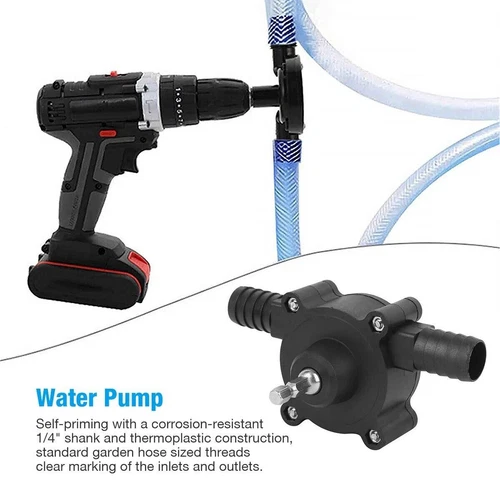 Bomba de agua alimentada por taladro de 20-40 L/min - Vástago hexagonal para taladro eléctrico, jardín - Imagen 11 de 11
