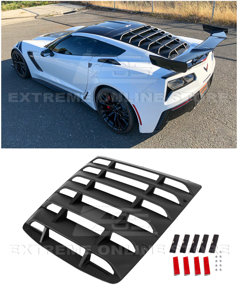 For 14-19 Corvette C7 Coupe | Primer Black Rear Window Louver Sun