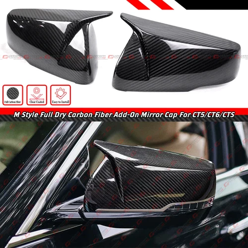 FOR 14-24 CADILLAC CTS CT5 CT6 DRY CARBON FIBER M STYLE SIDE MIRROR COVERS CAPS