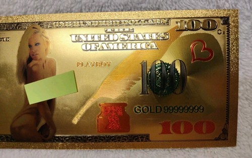 VERY Rare 1 Playboy Pamela Anderson Gold Plated $100 Foil Bill. Gr8t Collectible - Picture 2 of 6