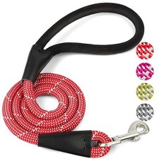 Red 4FT Dog Leash for Large Dogs Night Walking Reflective Heavy Duty Chew-Res...
