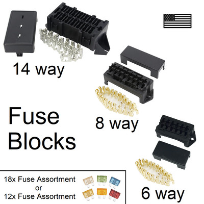 14 12 8 Way Fuse Block Box Holder w Terminals Universal Automotive ATC/ATO 12V