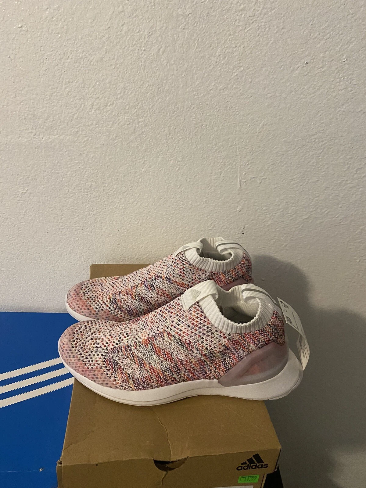 Taglia 4. Sneakers Adidas Rapidarun senza lacci in maglia junior ragazza casual D97013