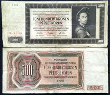 Bohemia & Moravia 500 Korun 1942 P-11a Banknote World Paper Money (FINE)
