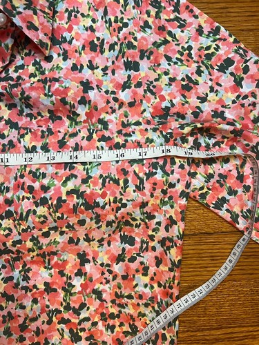 L.L. Bean donna arancione e rosa floreale antirughe manica lunga bottone taglia small - Foto 5 di 9