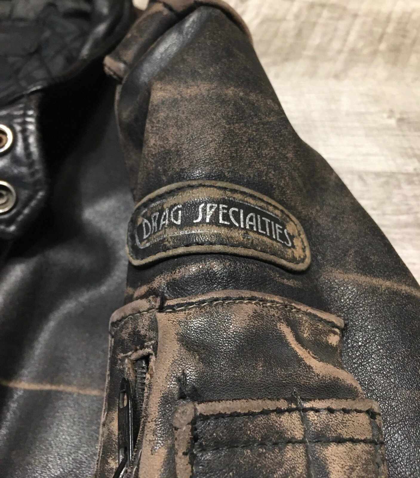 drag-specialties vintage leather motorcycle biker riding coat jacket