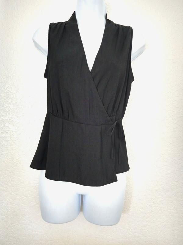 Banana Republic Black Wrap Around sleeveless casual dress top Size petite XS #46
