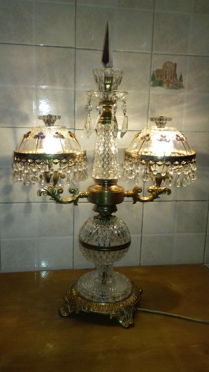 Beautiful Table Lamp Vintage Brass Crystal 2bracci Old Crystal