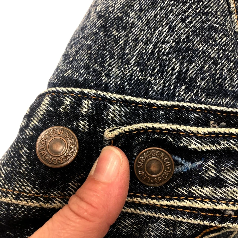 Vtg 80s Levis 70507 0227 USA 4 Pocket ACID Wash DENIM Trucker Blue Jean Jacket L - Image 4 of 4
